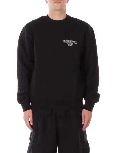 Carhartt Cotton Alumni Sweatshirt With Ribbed Cuffs And Hem In Black