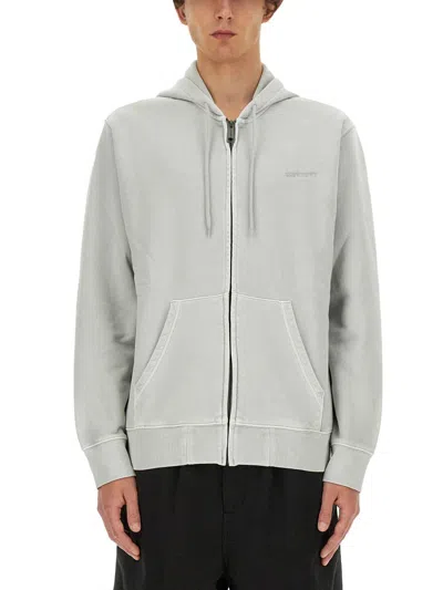 Carhartt Cotton Hooded Duster Script Jacket In Grey