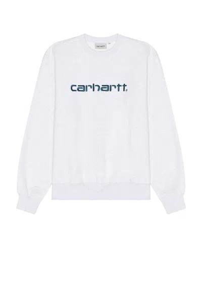 Carhartt Sweatshirt In Ash Heather & Duck Blue