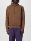 Carhartt Logo-embroidered Long-sleeved Hoodie In Braun