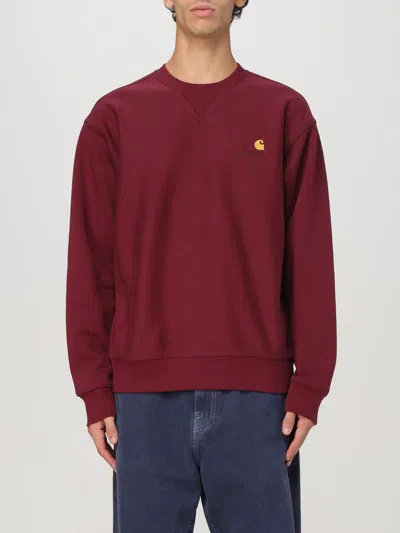 Carhartt American Script Cotton Blend Sweatshirt With Embroidered Logo In Red