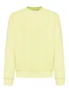 Carhartt Brushed Cotton Duster Script Crew-neck Sweatshirt With Embro In Yellow