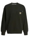 Carhartt Crewneck Sweatshirt With Zippered Chest Pocket And Square Patch Logo In Green