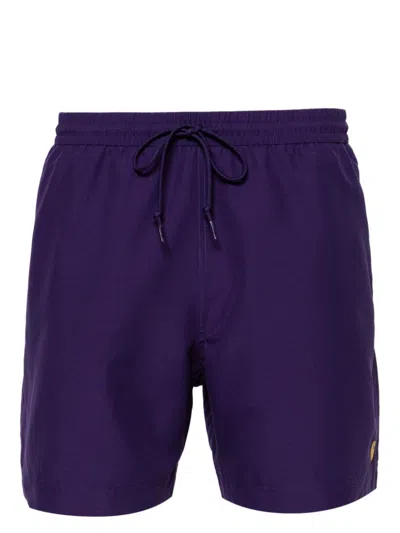 Carhartt Chase Logo-embroidered Swim Shorts In Blue