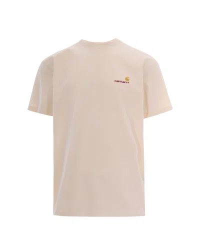 Carhartt T-shirt American Script En Coton Organique In Beige