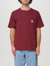 Carhartt Work In Progress Logo Pocket T-shirt In Burgundy