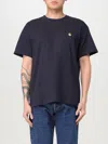 Carhartt Short Sleeve Chase T Shirt Dark Navy Gold In Navy