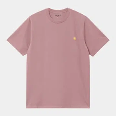 Carhartt Chase Short Sleeve T-shirt In Glassy Pink/gold In Multi