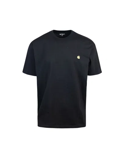 Carhartt American Script Embroidered Logo T-shirt In Black