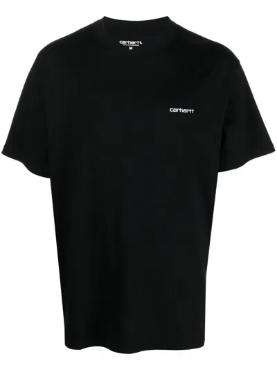 CARHARTT Black cotton crew neck T-shirt with logo CARHARTT WIP