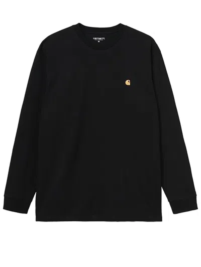 Carhartt T-shirt Ls Chase Uomo Balck In Black