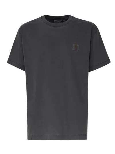Carhartt T-shirt Nelson In Cotton In Charcoal