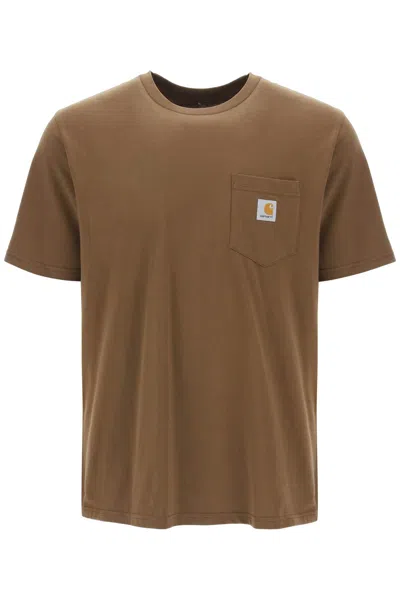 Carhartt T-shirt With Chest Pocket In Lumber