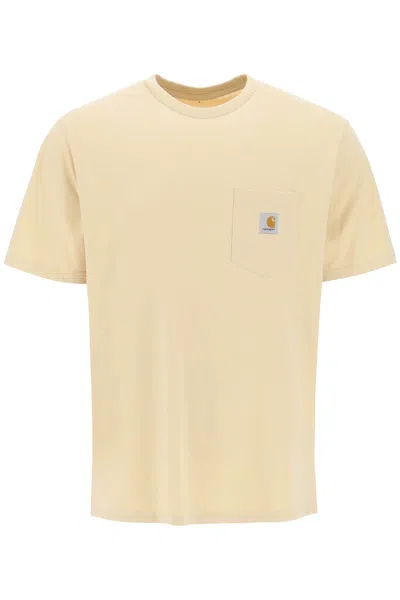 Carhartt T-shirt With Chest Pocket In Gold