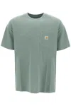 Carhartt Cotton T-shirt In Military Green With Pocket And Logo In Verde