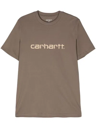 Carhartt T-shirt With Logo In Brown