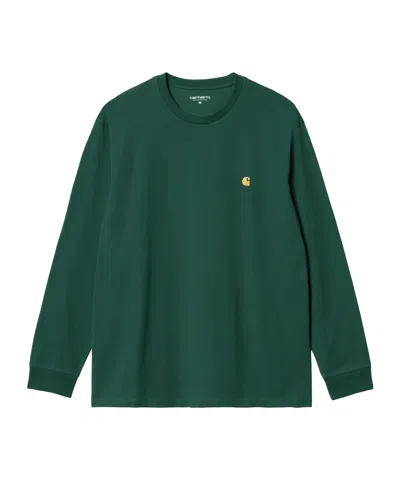Carhartt T-shirt With Round Neck And Long Sleeves In Green