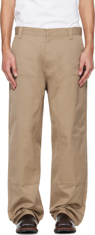 Carhartt Tan Brady Double Knee Chino Trousers In Neutral