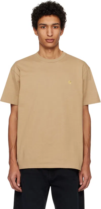 Carhartt Tan Chase T-shirt In 2n1xx Dusty H Brown