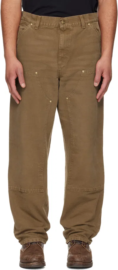 Carhartt Tan Double Knee Trousers In Brown