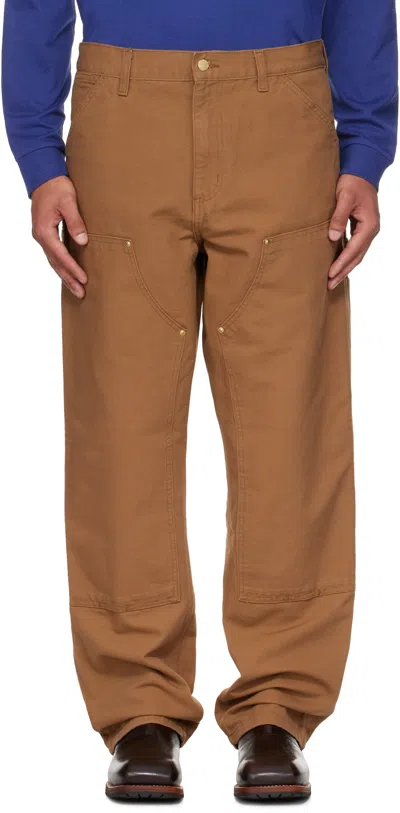 Carhartt Tan Double Knee Trousers In Orange