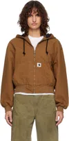 Carhartt Active Logo-patch Drawstring Jacket In Brown