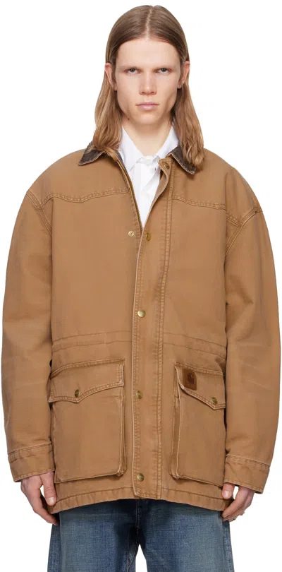 Carhartt Tan Og Santa Fe Coat In 00s4o Hamilton Brown