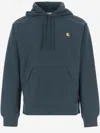 Carhartt Mens Deep Lagoon American Script Logo-embroidered Cotton Hoody Xl In Blue
