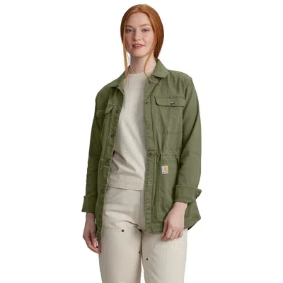 Carhartt Tencel Fiber Series Jacket Women's Dusty Olive Canvas Workwear Posh138 In Green