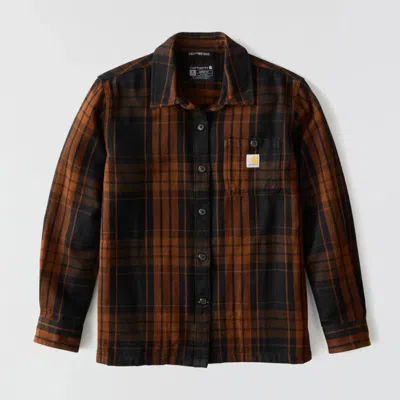 Carhartt Tencel Fiber Series Shirt Women's Black Twill Plaid Loose Fit Jax1600