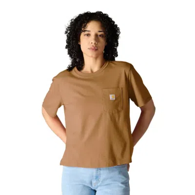 Carhartt Tencel Fiber Series T-shirt Womens Brown Loose-fit Short Sleeve Jax1692