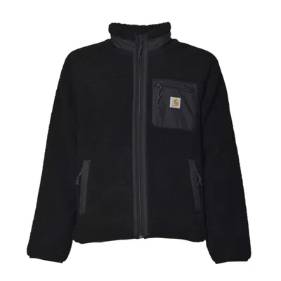Carhartt Textured Fleece Jacket With High Collar And Zippered Pockets In Black