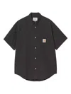 Carhartt Work In Progress Toland Seersucker Short Sleeve Button-up Shirt In Black