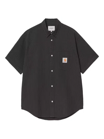 Carhartt Textured Logo-patch Shirt In Black