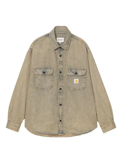 Carhartt Tigan Acid-wash Denim Shirt In Brown