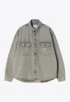 Carhartt Oversized Shirt Crafted From Sandblasted Cotton Denim In Blue