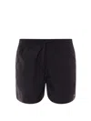Carhartt Nylon Swim Trunk With Embroidered Logo In Black/white
