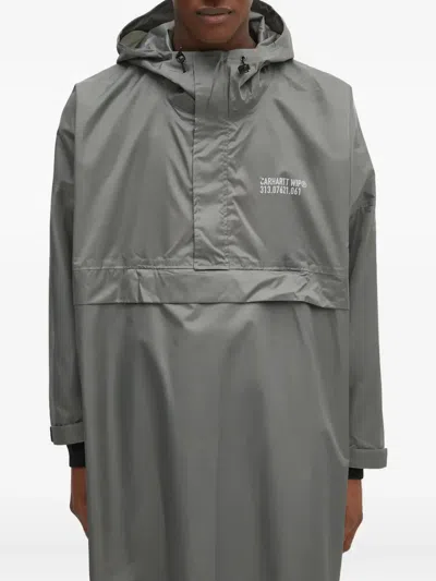 Carhartt Tour Hooded Drawstring Raincoat In Gray