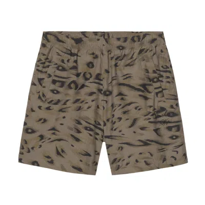 Carhartt Travon Shorts Duck Feather Print Cypress Black In Brown