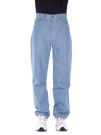 Carhartt Trousers Denim In Denim Blu E Verdi