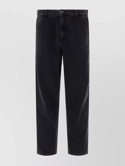 Carhartt Trousers Straight Leg Contrast Stitching In Black