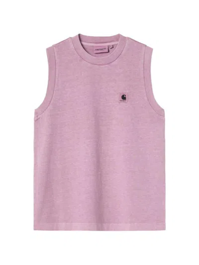 Carhartt T-shirt Rosa Senza Maniche Con Logo  Wip In Multi
