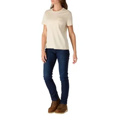 Carhartt T-shirt Women Beige Graphic Print Crew Neck Short Sleeve Jax1611