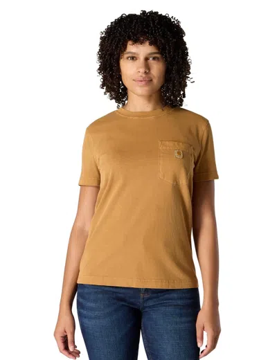 Carhartt T-shirt Women's Brown Knit Crew Neck Relaxed Fit Lightweight Jax1911