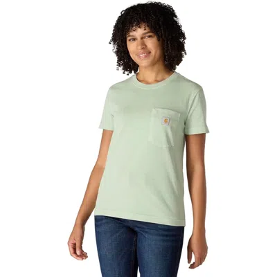 Carhartt T-shirt Women's Seabrook 100% Cotton Relaxed Fit Short Sleeve Jax1687 In Green
