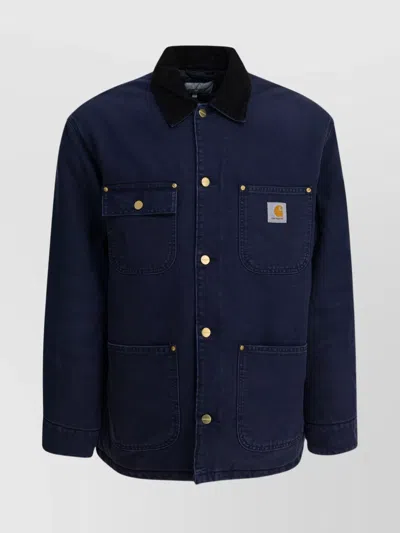Carhartt Utility Chore Coat Front Pockets In Blue