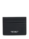 Carhartt Leather Card Holder In Black/silver