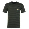 Carhartt Verner Pocket Stripe T Shirt Opuntia Black In Green