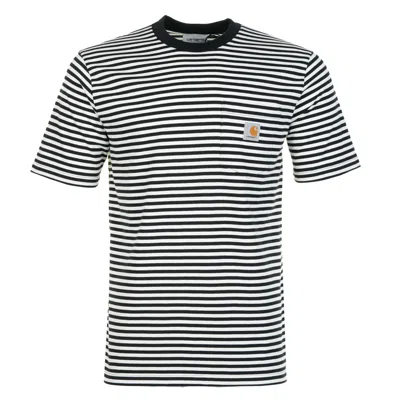 Carhartt Verner Pocket Stripe T Shirt Wax Black In White