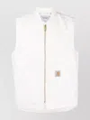 Carhartt Vest With Patch Pockets And Ribbed Collar In White